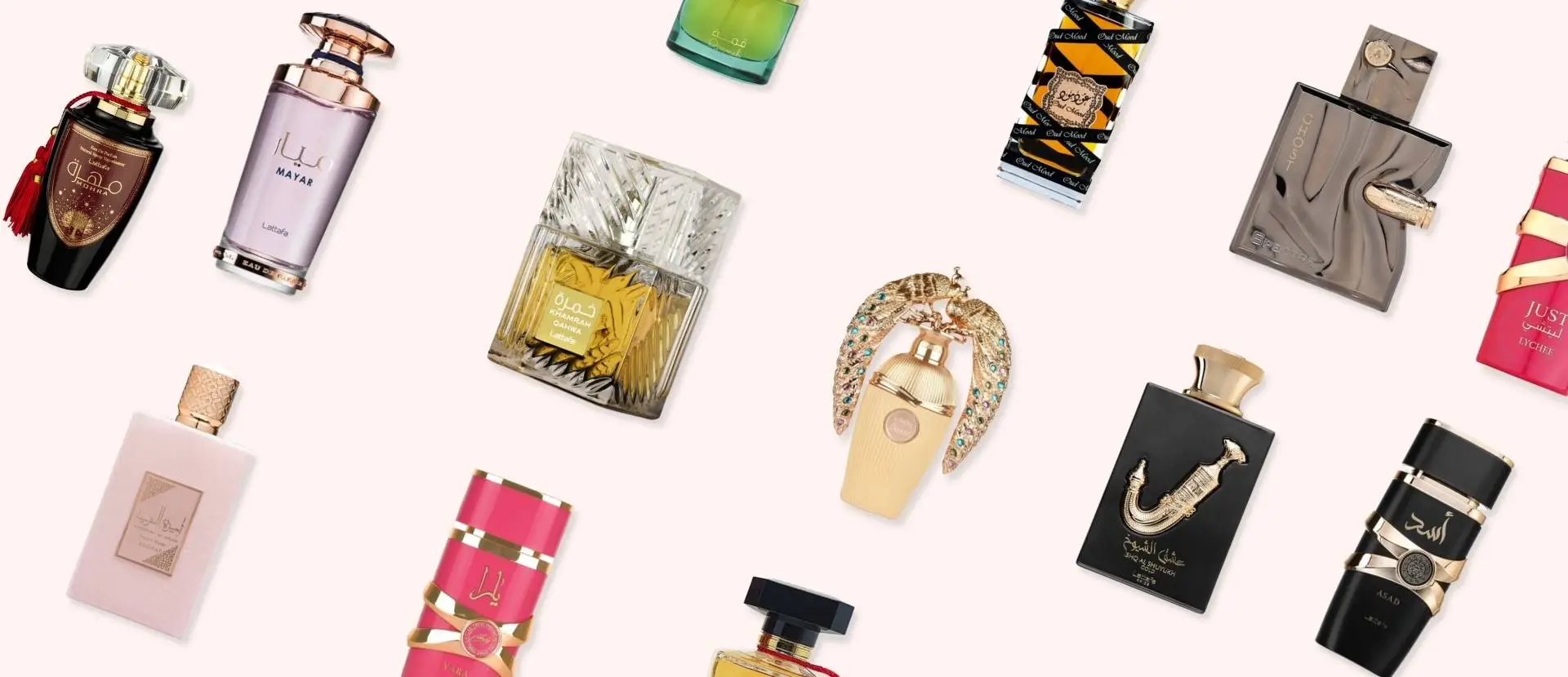 Banner de frascos de perfumes árabes