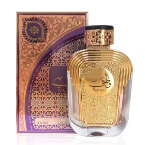 Frasco e embalagem do Perfume Árabe Feminino Watani Purple