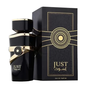 Frasco e embalagem do perfume arabe Just Aswad