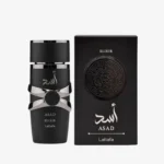 Frasco e embalagem Lattafa Asad Elixir EDP masculino 100ml.