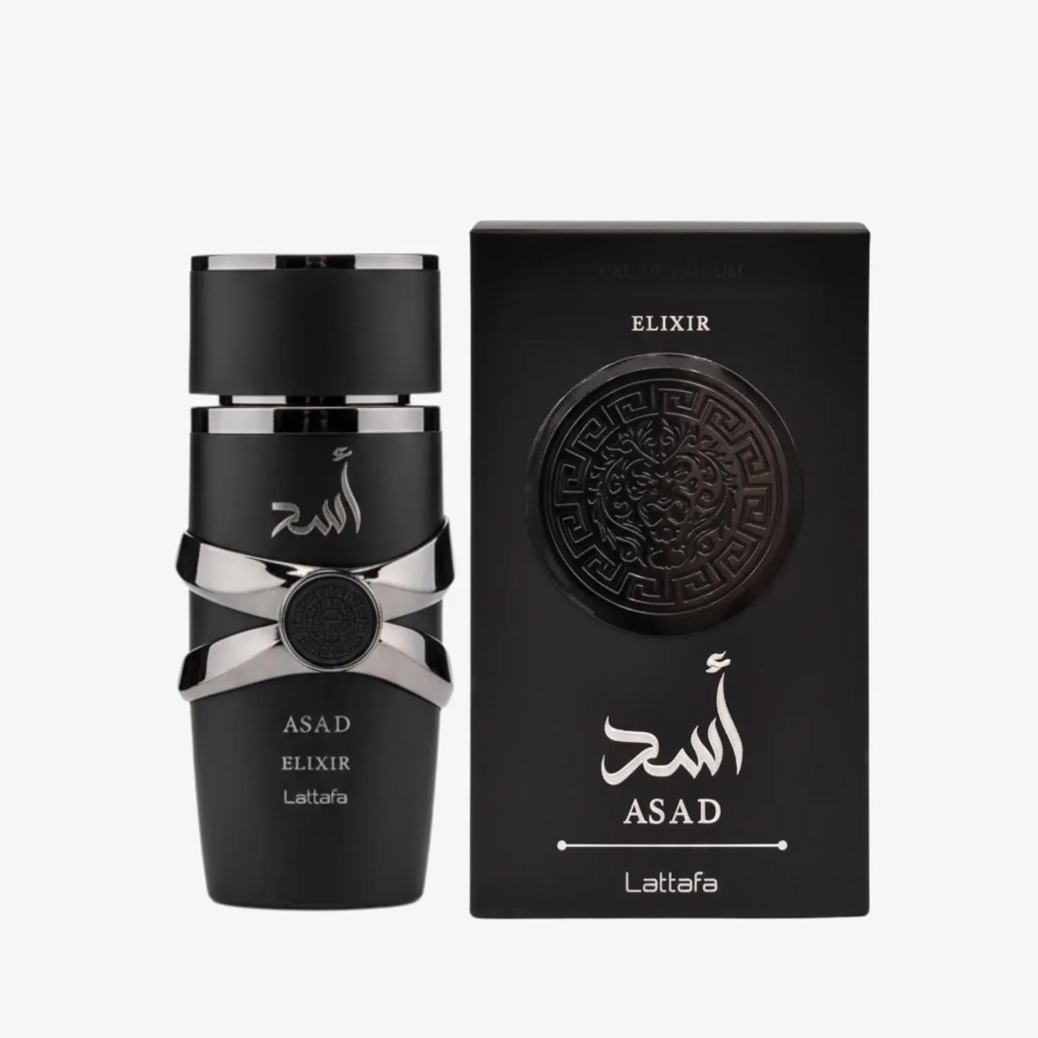Asad Elixir • Frasco e Embalagem Frasco e embalagem Lattafa Asad Elixir EDP masculino 100ml.