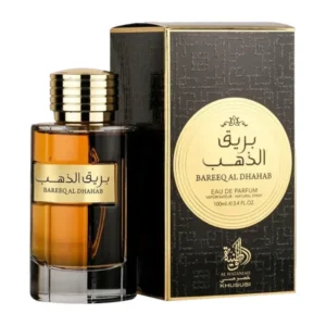Frasco e embalagem Al Wataniah Bareeq Al Dhahab EDP 100ml masculino.