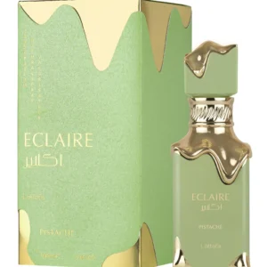 Frasco e embalagem Lattafa Eclaire Pistache EDP 100ml unissex.