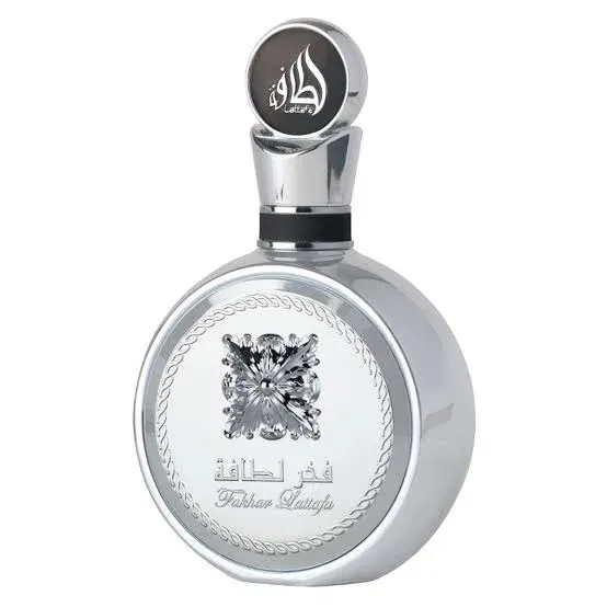 Frasco Lattafa Fakhar Platin EDP 100ml masculino Aromático Fougère.