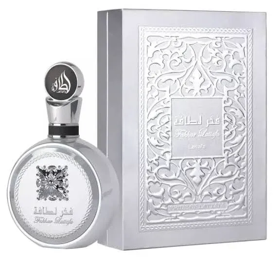 Frasco e embalagem Lattafa Fakhar Platin EDP masculino 100ml.