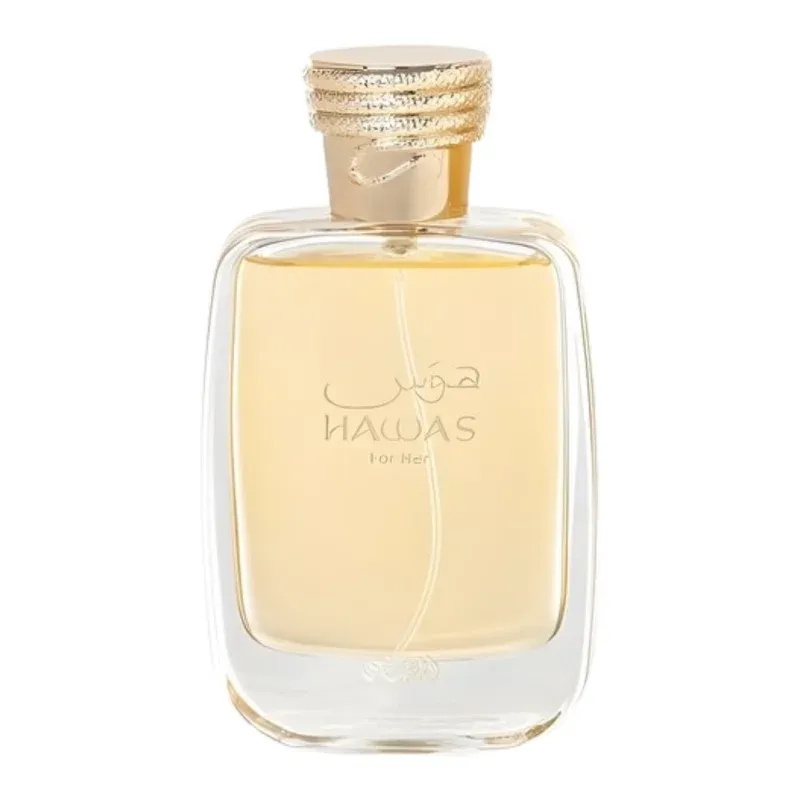 Frasco Rasasi Hawas for Her EDP 100ml feminino floral amadeirado gourmand.