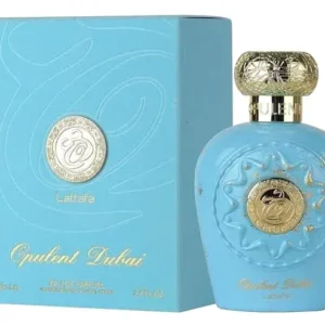 Frasco e embalagem do perfume unissex Lattafa Opulent Dubai EDP 100ml.