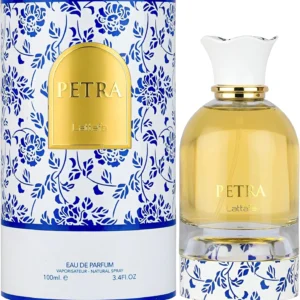 Frasco e embalagem do lattafa Petra EDP 100ml da Lattafa
