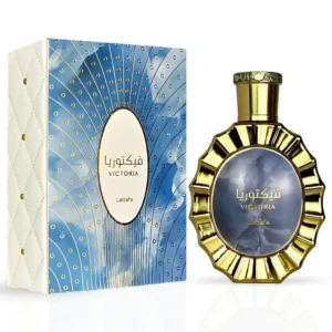 Frasco e embalagem do Victoria EDP 100ml da Lattafa