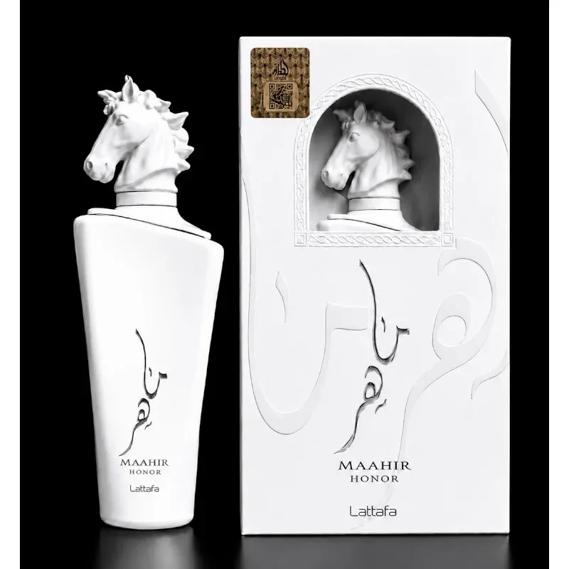 Frasco e embalagem Lattafa Maahir Honor 100 ml