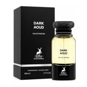 Maison Alhambra Dark Aoud frasco e embalagem EDP 80ml