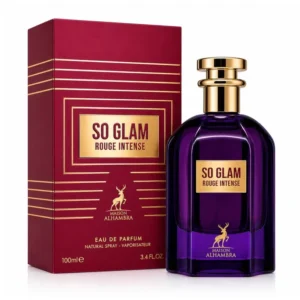 Maison Alhambra So Glam Rouge Intense frasco e embalagem EDP 100ml