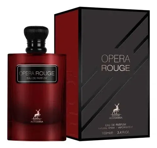 Frasco e embalagem Maison Alhambra Opera Rouge EDP 100ml unissex.
